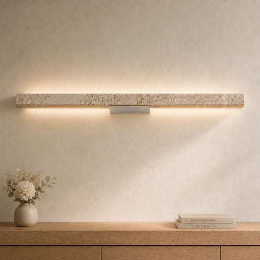 Arven Wabi-Sabi LED Linear Travertine Wall Sconce