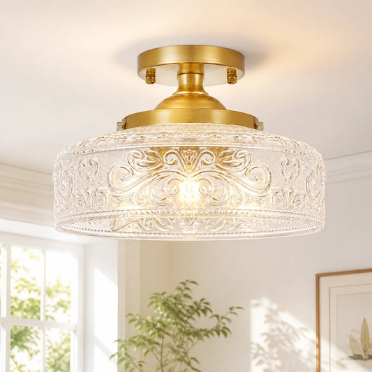 Rosalie Vintage Etched Glass Semi Flush Mount