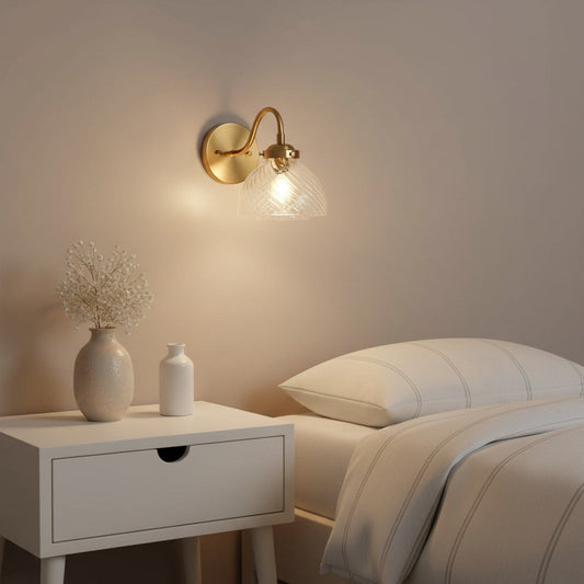 Elora Vintage Brass Swirled Glass Wall Sconce