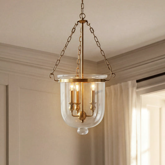 Aurelia Traditional Clear Glass Bell Jar Pendant Light