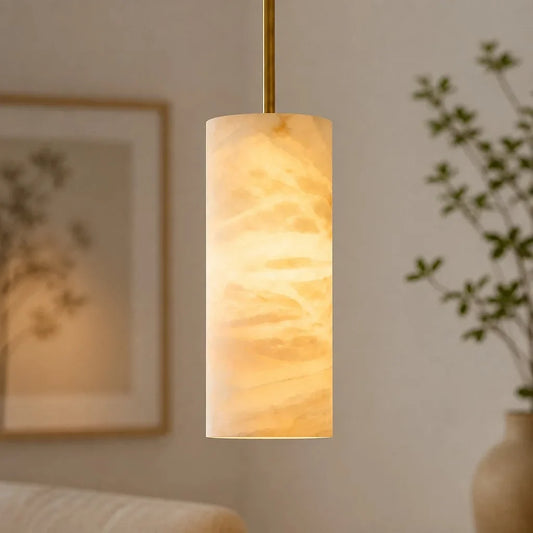 Aalto Modern Alabaster Cylinder Pendant Light