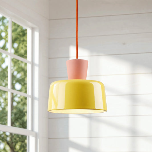 Alden Vintage Metal Ceramic Dome Pendant Light