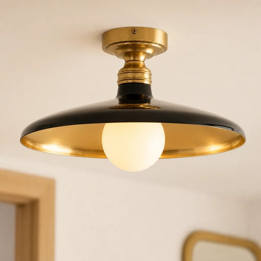 Ansel Farmhouse Industrial Metal Finish Flush Mount Ceiling Light