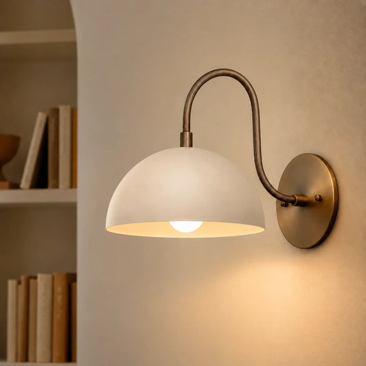Antique Brass Arm Dome Shade Wall Sconce
