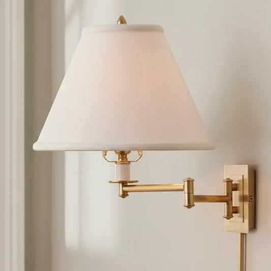 Tityos Retro Swing Arm Linen Metal Wall Sconce