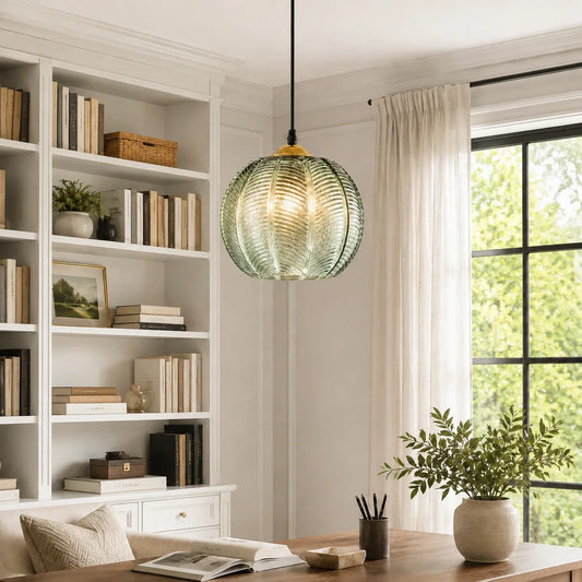 Aria Modern Ribbed Glass Ball Pendant Light