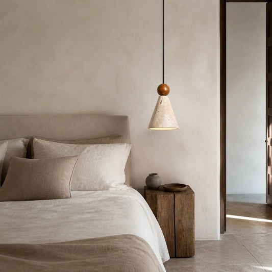 Ariad Wabi-Sabi Travertine Cone Pendant Light