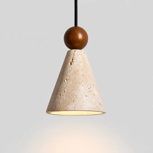 Ariad Wabi-Sabi Travertine Cone Pendant Light