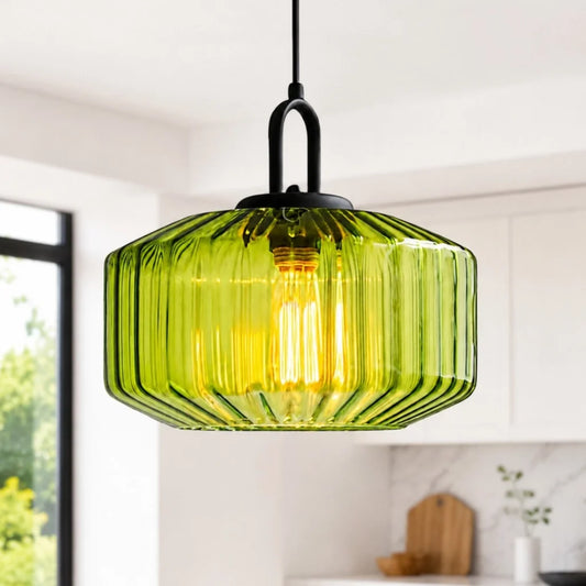 Armin Modern Colorful Drum Glass Pendant Light