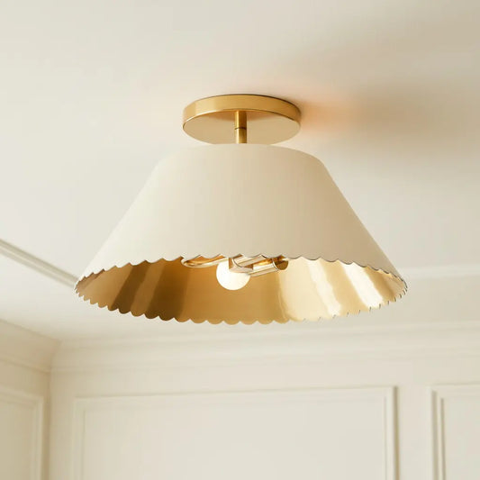 Arwen Modern Scalloped Leather Brass Ceiling Lamp