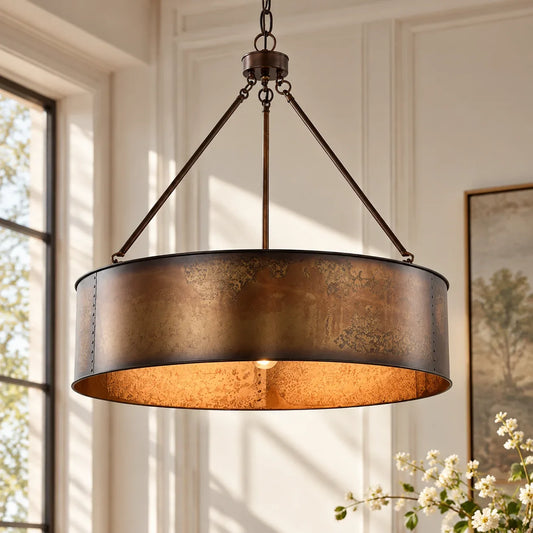 Bennett Industrial Drum Bronze Pendant Light