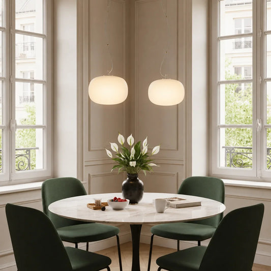 Chronus Minimalist Rounded Rectangle Milk Glass Pendant Light