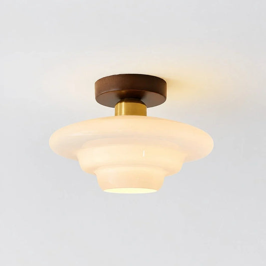 Covey Modern Tiered Cream Glass Ceiling Light