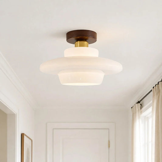 Covey Modern Tiered Cream Glass Ceiling Light