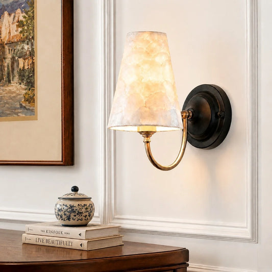 Cyvora Modern Tapered Shade Capiz Wall Light