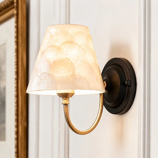 Cyvora Modern Tapered Shade Capiz Wall Light