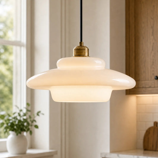 Daphne Modern Minimalist Milk Glass Pendant Light