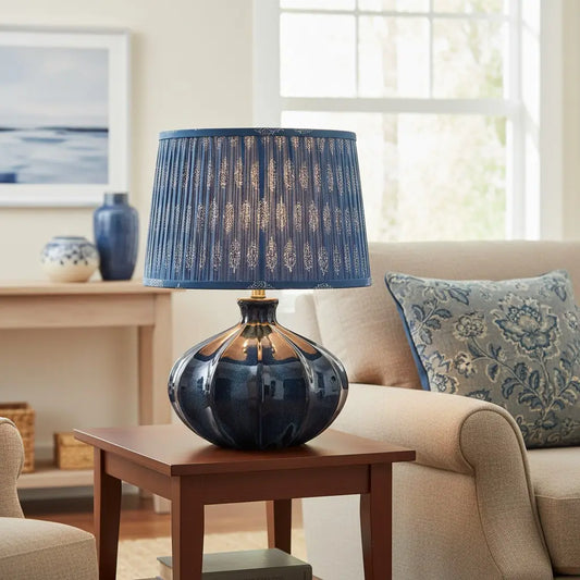 Dove Vintage Drum Pleated Cotton Ceramic Table Lamp