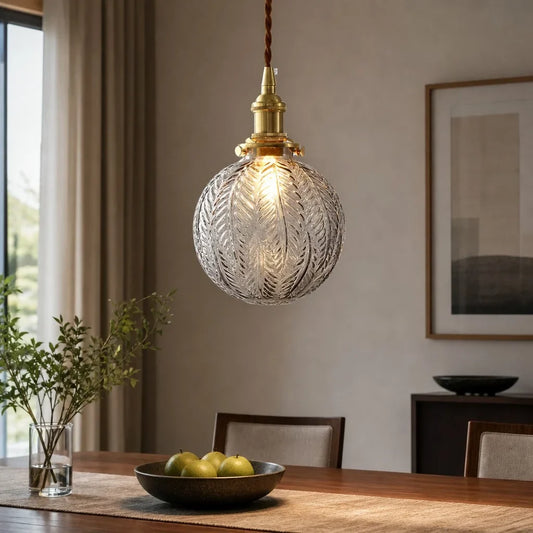 Elian Vintage Feather Glass Ball Pendant Light