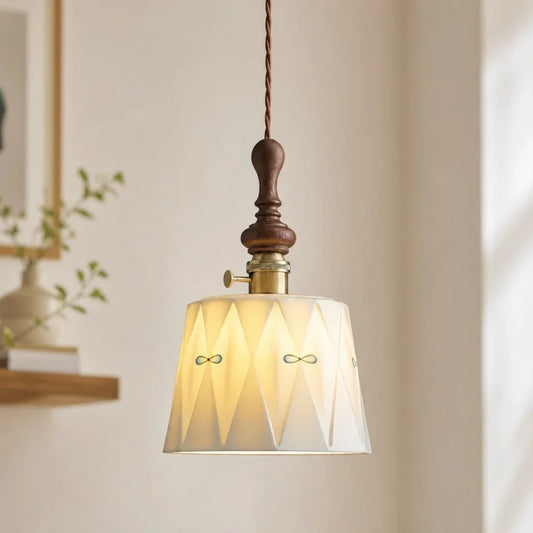 Elin Vintage Ceramic Floral Pattern Pendant Light