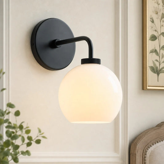 Elodie Modern Milk Glass Globe Wall Sconce