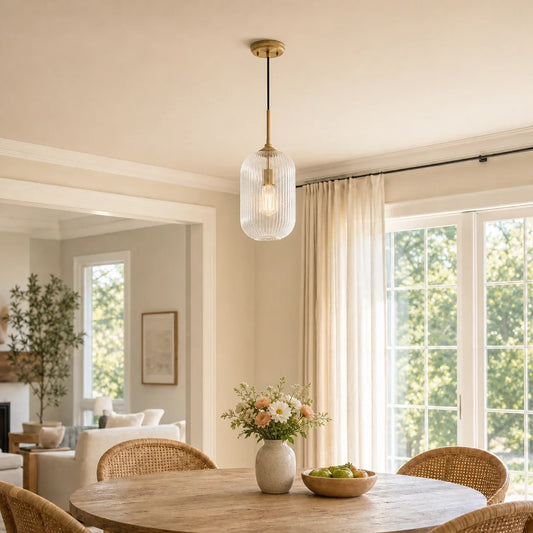 Farmhouse Ribbed Clear Glass Pendant Light