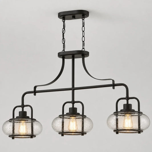 Ffinlo Industrial 3-Light Seeded Glass Chandelier