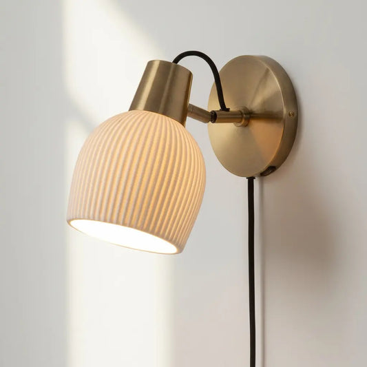 Gareth Mid-Century Ribbed Ceramic Wall Light
