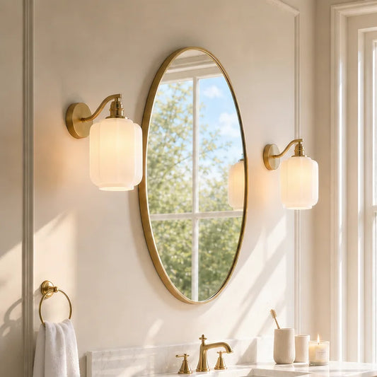 Glauce Modern Lantern Glass Brass Wall Sconce