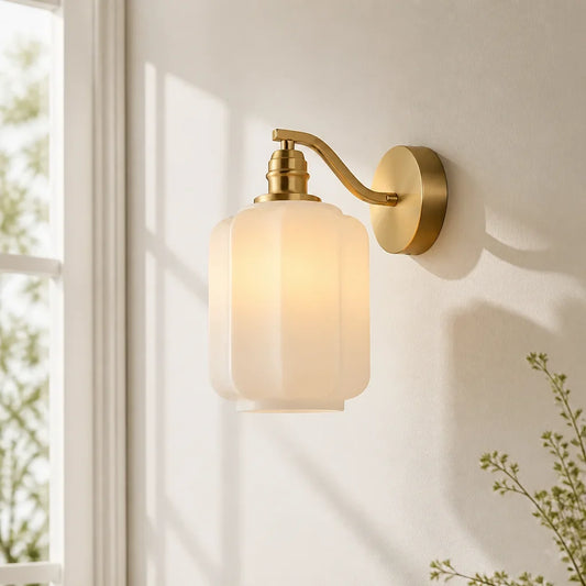 Glauce Modern Lantern Glass Brass Wall Sconce