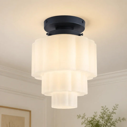 Harlow Modern Tiered Milk Glass Ceiling Light