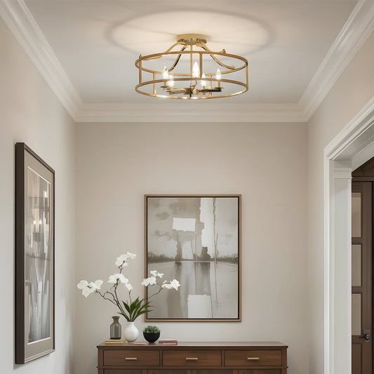Hart Industrial Open Cage Drum Semi Flush Mount Ceiling