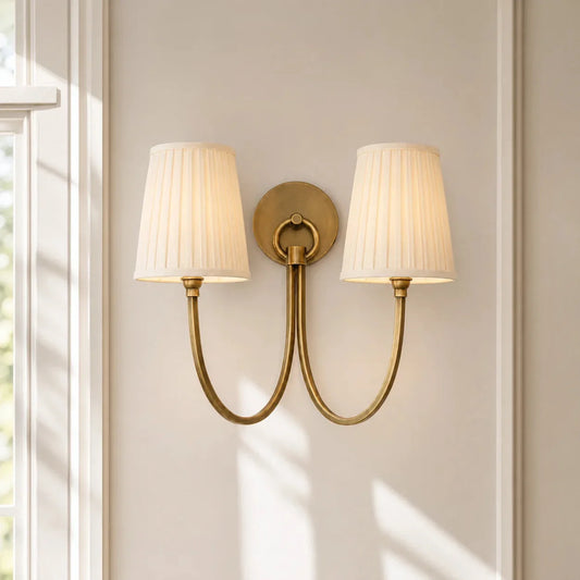 Hollis Modern Elegant Linen Shade Double Wall Sconce