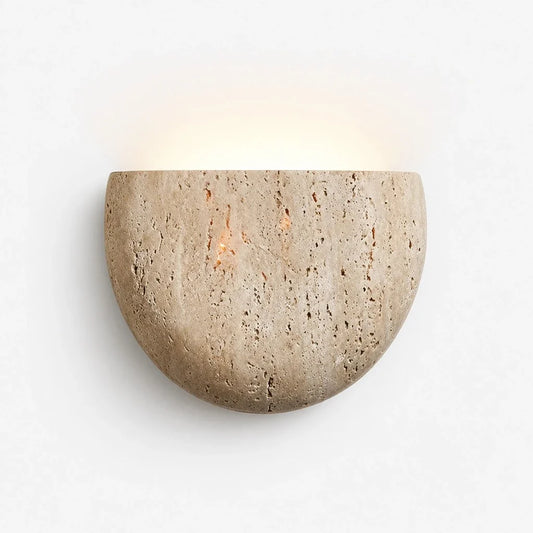 Iselin Wabi-Sabi Travertine Half-Moon Wall Sconce