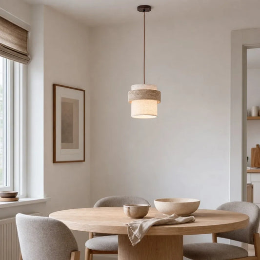 Isla Wabi-Sabi Travertine Cylinder Pendant Light