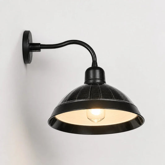 Ivarr Industrial Solar Barn Bowl Outdoor Wall Sconce