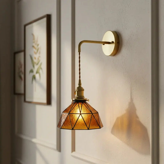Jade Vintage Tiffany Geometric Glass Wall Sconce