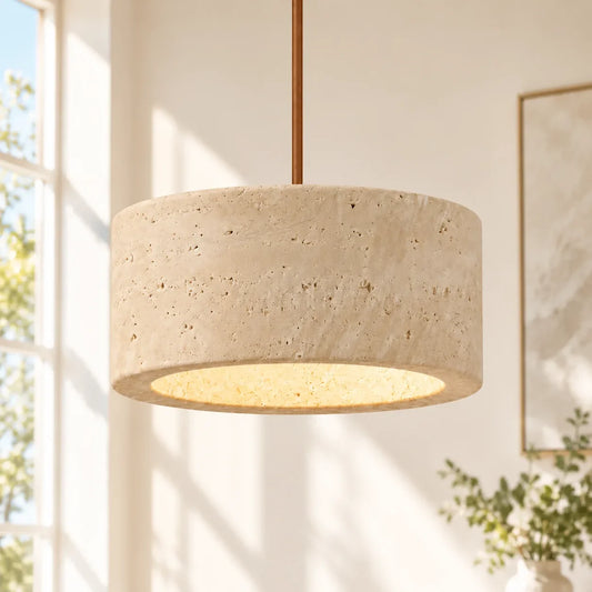Kairi Faux Travertine Vintage Cream Pendant Light