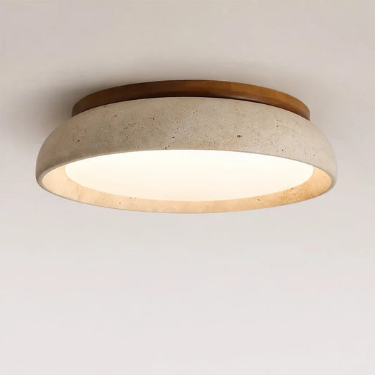 Kairi Scandinavian Travertine Stone Round Ceiling Light