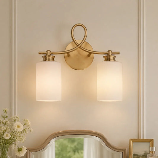 Litae Industrial Looped Arm Milk Glass Vanity Light