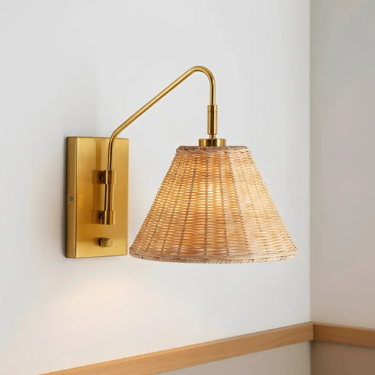 Luka Modern Rattan Shade Wall Light