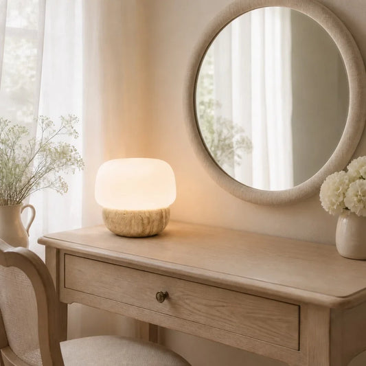 Marcel Modern Travertine Mushroom Table Light