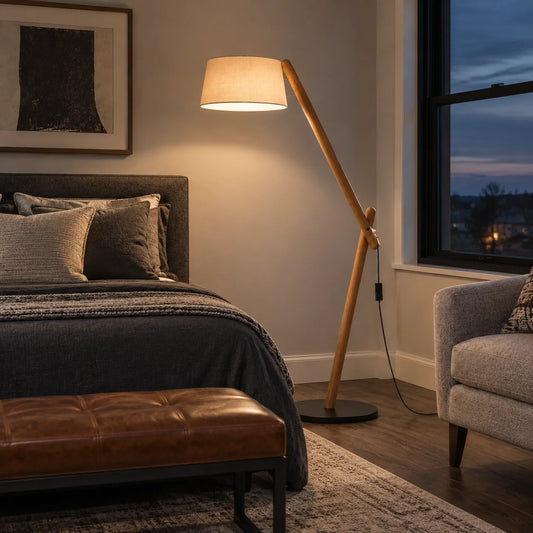 Matilda Fabric Shade Wood Floor Lamp