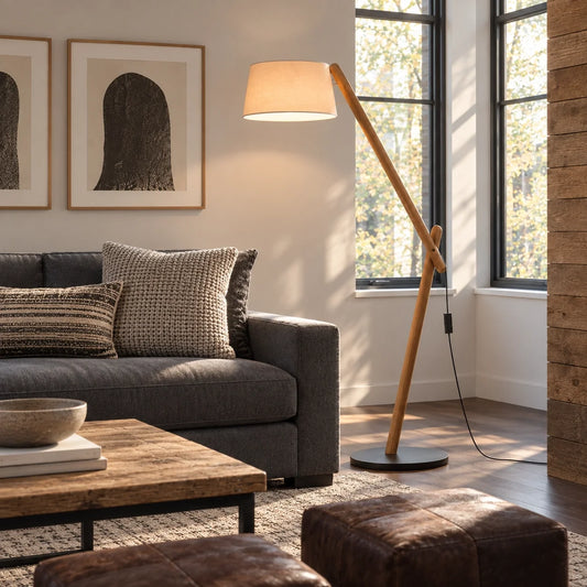 Matilda Fabric Shade Wood Floor Lamp
