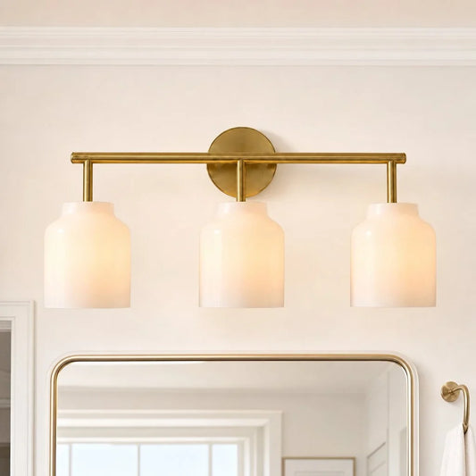 Nerys Antique Brass Opal Glass 3-Light Wall Sconce