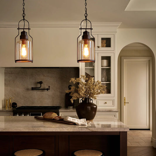 Morris Retro Industrial Metal Glass Pendant Light