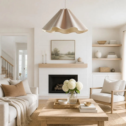 Oren Modern Wavy Fabric Conical Pendant Light