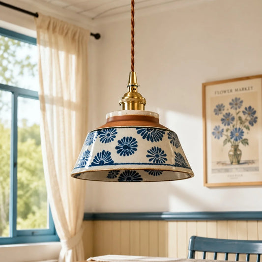 Orin Vintage Hand-Painted Ceramic Pendant Light