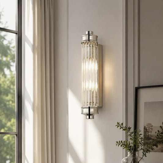 Paloma Modern Ribbed Glass Cylindrical Wall Sconce