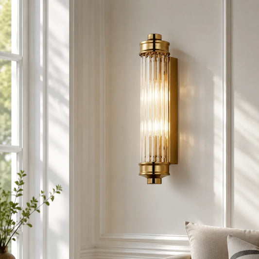 Paloma Modern Ribbed Glass Cylindrical Wall Sconce
